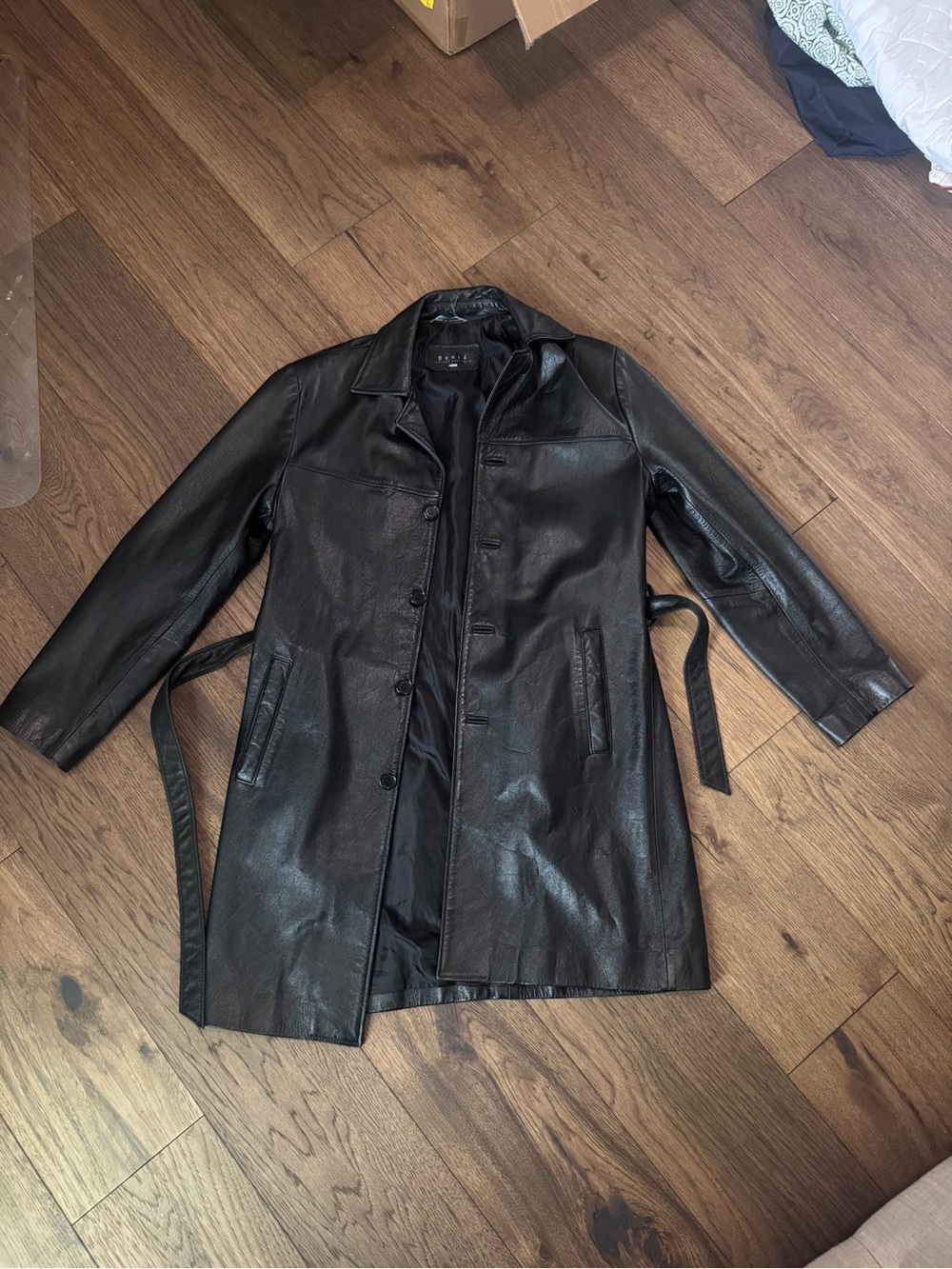 Black Leather Trench Coat